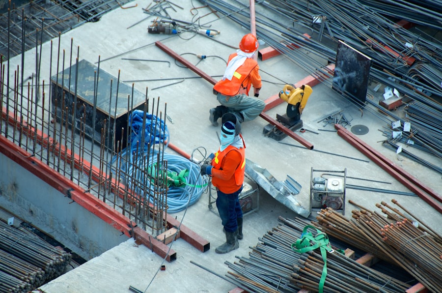 Engineer conducting structural inspection on a building