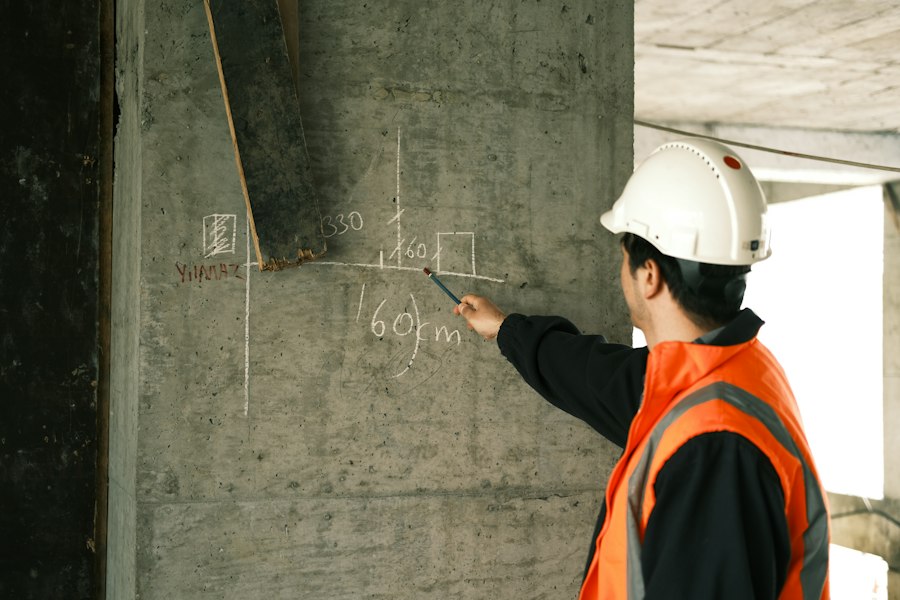 NDT rebound hammer test being performed