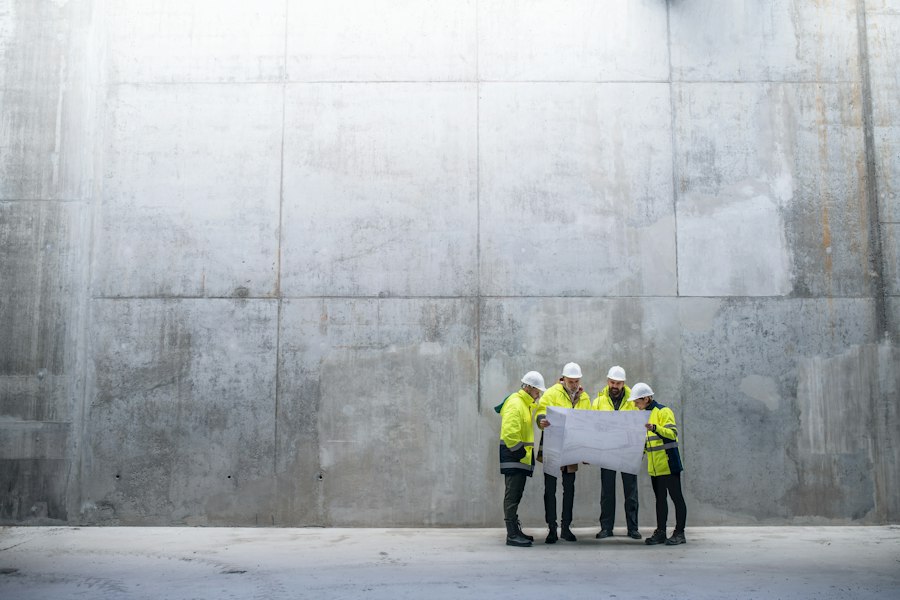 Workers carrying out concrete repair works