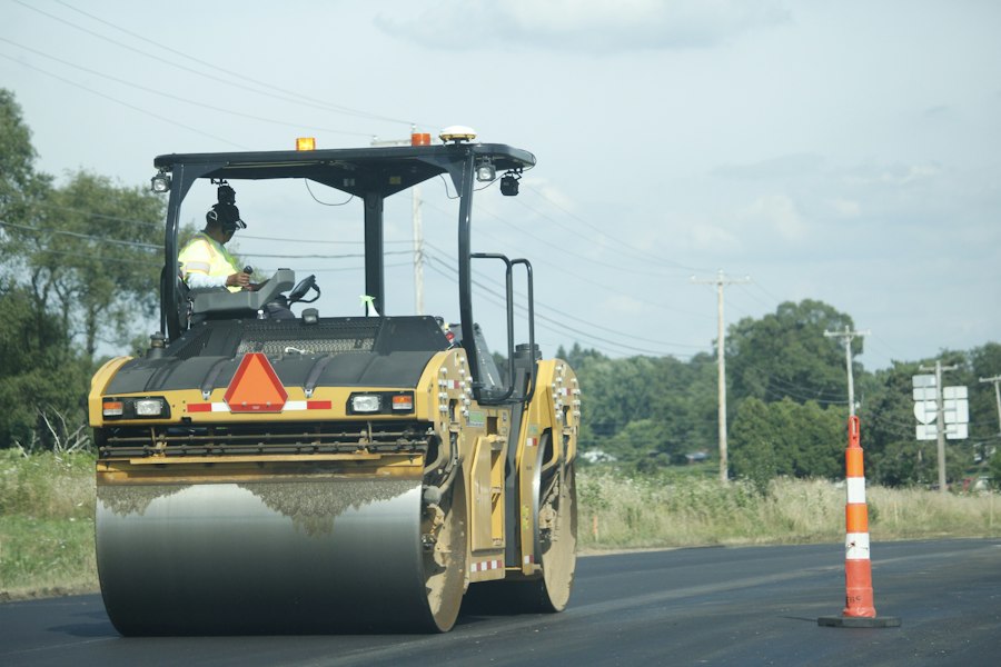 Road construction and pavement laying works